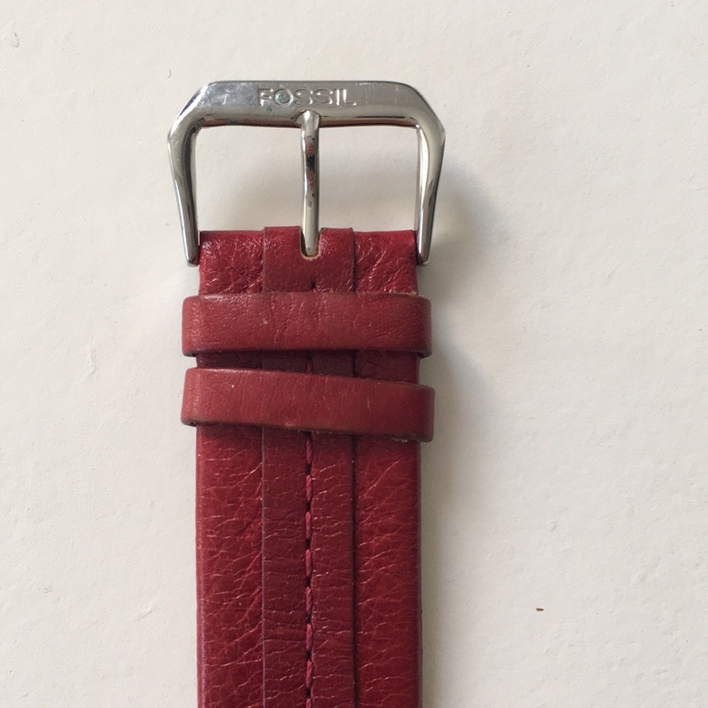 Fossil Red Strap Statement Watch With Crystals - image 7